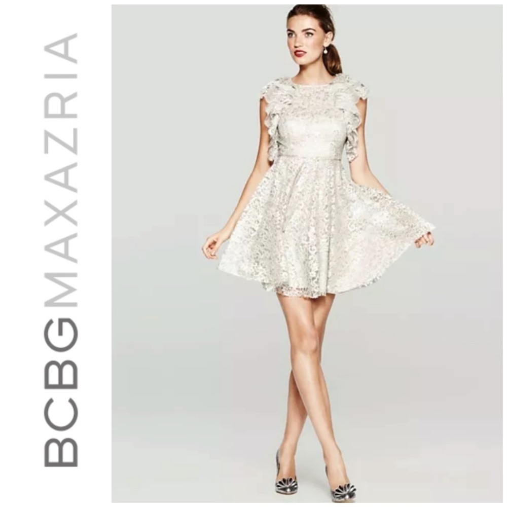 BCBGMaxazria Cynthia Metallic Lace Cocktail Dress